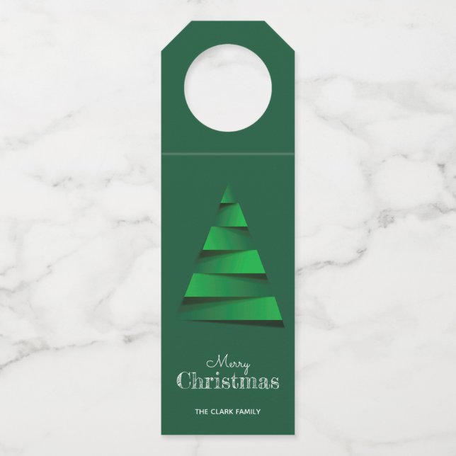 Abstract Christmas Tree Holiday Party Bottle Hanger Tag (Front)