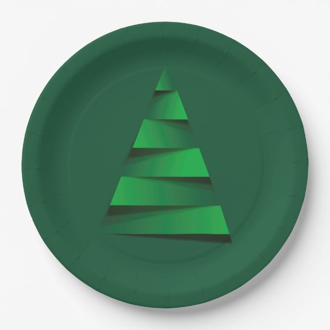 Abstract Christmas Tree Holiday Party Paper Plates (Front)