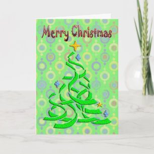 Abstract Christmas Tree in light green with season Holiday Card