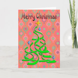 Abstract Christmas Tree in light green with season Holiday Card