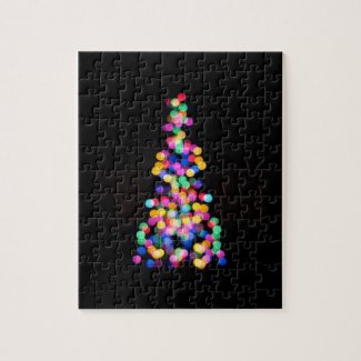 Abstract Christmas Tree Lights on Solid Black Jigsaw Puzzle