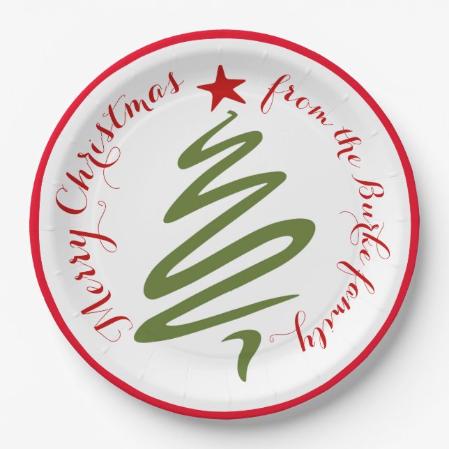 Abstract Christmas Tree Paper Plate (Front)