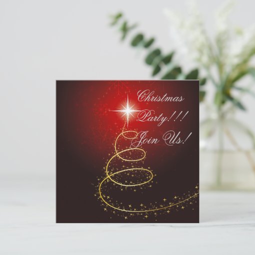 Abstract Christmas Tree Party Invitation | Zazzle