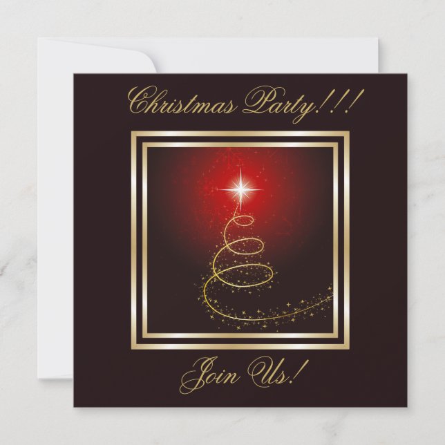 Abstract Christmas Tree Party  Invitation Red (Front)