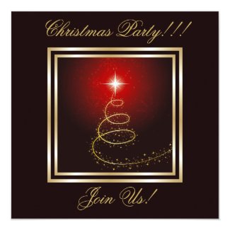 Abstract Christmas Tree Party  Invitation Red