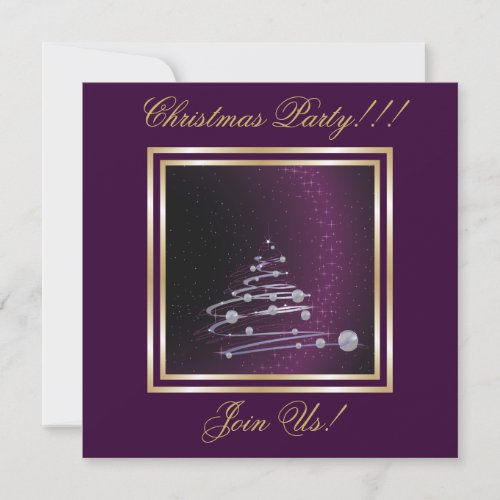 Abstract Christmas Tree Party  purple Invitation