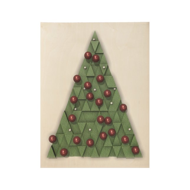 Abstract Christmas Tree Poster on Wood (Front)