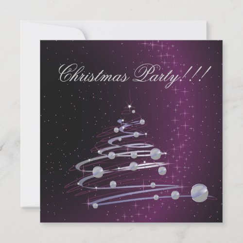 Abstract Christmas Tree Purple Party  Invitation