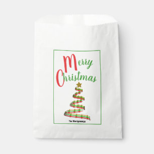 Abstract Christmas Tree Red and Green Typography Favor Bag