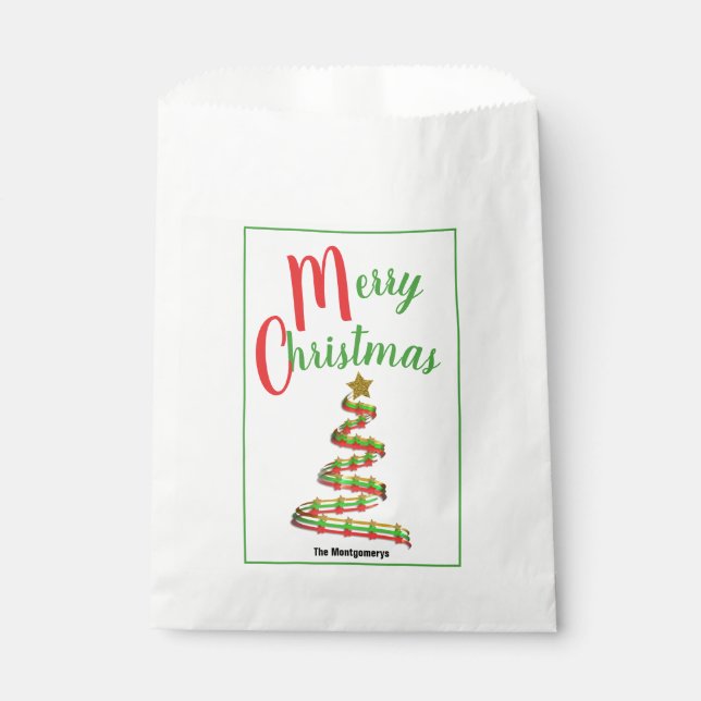 Abstract Christmas Tree Red and Green Typography Favor Bag (Front)