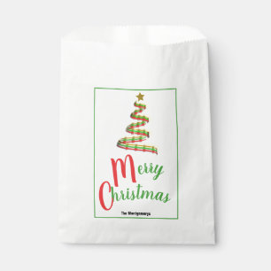Abstract Christmas Tree Red and Green Typography Favor Bag