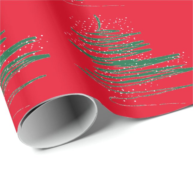 Abstract Christmas Tree Snowflakes Wrapping Paper (Roll Corner)