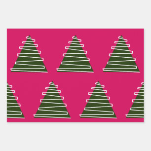 Abstract Christmas tree wrapping paper