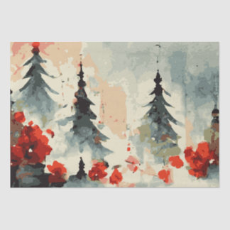 Abstract Christmas Trees 4 watercolour  Tissue Paper