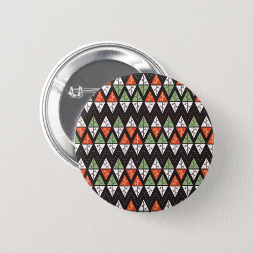 Abstract Christmas Trees Geometric Holiday Button