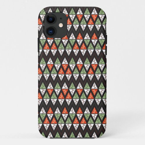 Abstract Christmas Trees Geometric Holiday iPhone 11 Case
