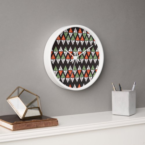 Abstract Christmas Trees Geometric Holiday Clock