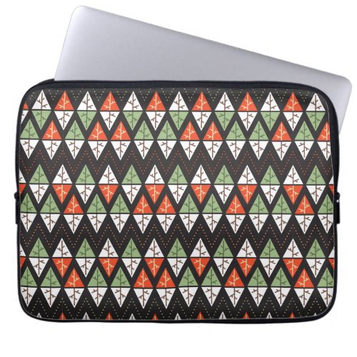 Abstract Christmas Trees Geometric Holiday Laptop Sleeve