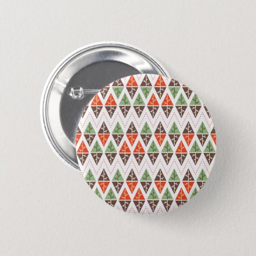Abstract Christmas Trees Geometric Holiday Pattern Button