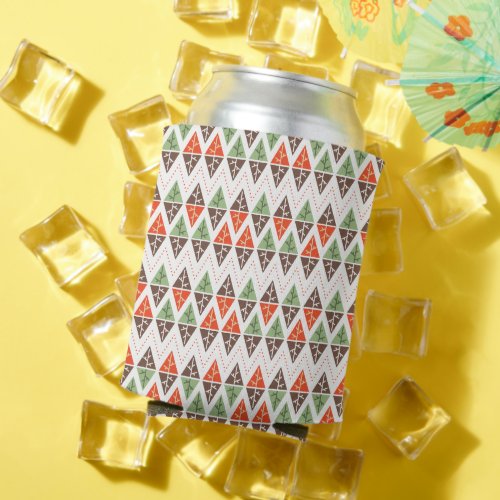Abstract Christmas Trees Geometric Holiday Pattern Can Cooler