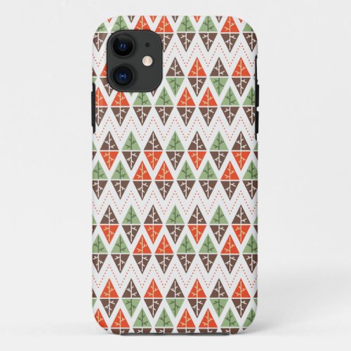 Abstract Christmas Trees Geometric Holiday Pattern iPhone 11 Case