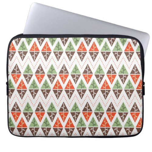 Abstract Christmas Trees Geometric Holiday Pattern Laptop Sleeve