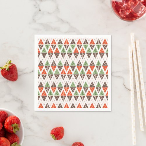 Abstract Christmas Trees Geometric Holiday Pattern Napkins