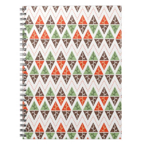 Abstract Christmas Trees Geometric Holiday Pattern Notebook