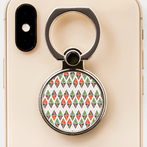 Abstract Christmas Trees Geometric Holiday Pattern Phone Ring Stand