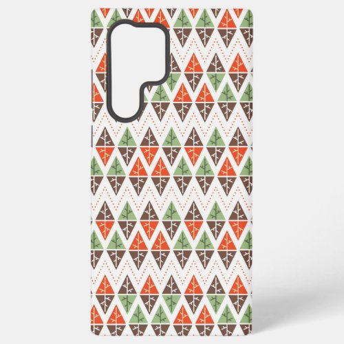 Abstract Christmas Trees Geometric Holiday Pattern Samsung Galaxy S22 Ultra Case