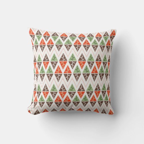 Abstract Christmas Trees Geometric Holiday Pattern Throw Pillow