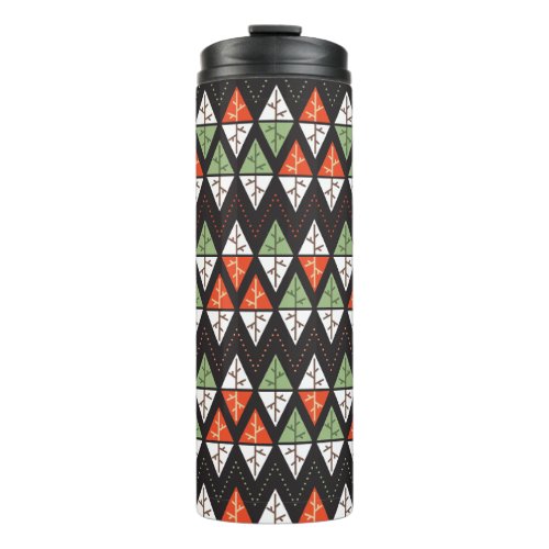 Abstract Christmas Trees Geometric Holiday Thermal Tumbler