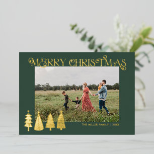 Abstract Christmas Trees Gold Foil Holiday Card