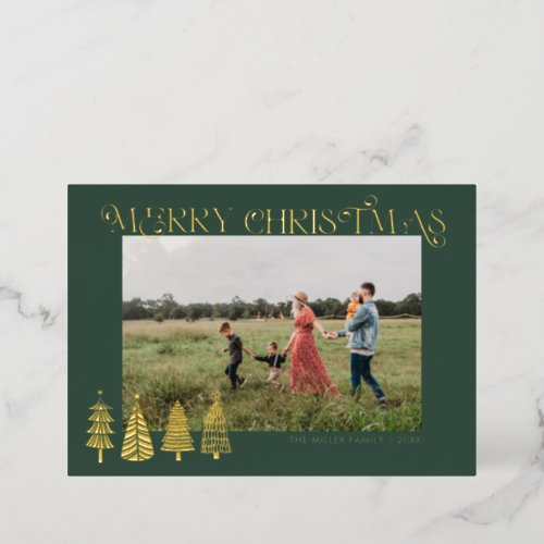 Abstract Christmas Trees Gold Foil Holiday Card