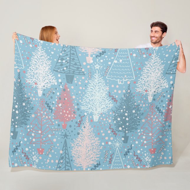 Abstract Christmas Trees Pattern 2 Fleece Blanket (In Situ)