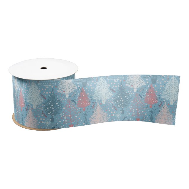 Abstract Christmas Trees Pattern 2 Satin Ribbon (Spool)