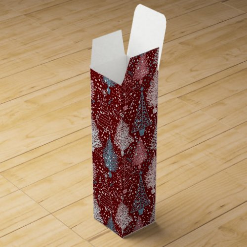 Abstract Christmas Trees Pattern 3 Wine Box