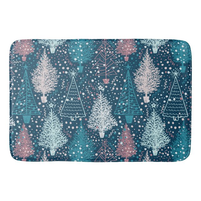 Abstract Christmas Trees Pattern Bath Mat (Front)