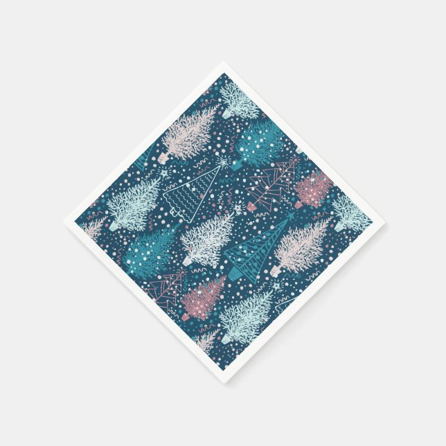 Abstract Christmas Trees Pattern Napkins (Corner)