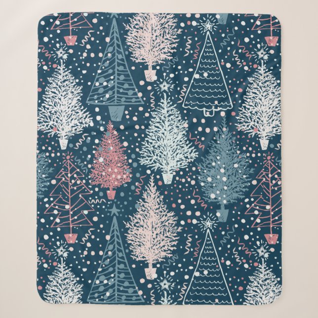 Abstract Christmas Trees Pattern Sherpa Blanket (Front)