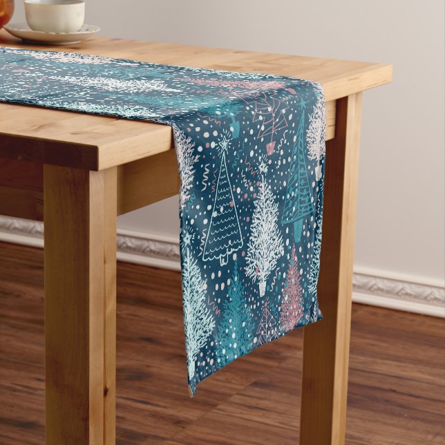Abstract Christmas Trees Pattern Short Table Runner (In Situ)
