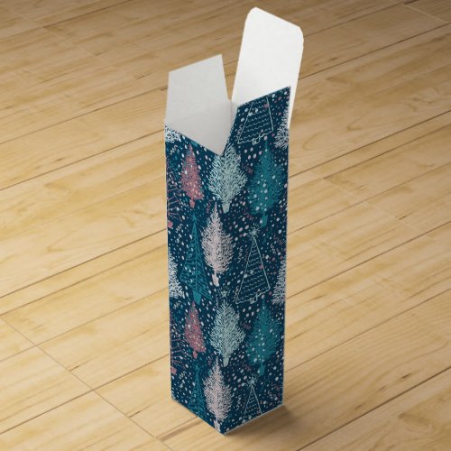 Abstract Christmas Trees Pattern Wine Box