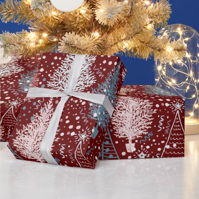 Abstract Christmas Trees Pattern Wrapping Paper (Holidays)