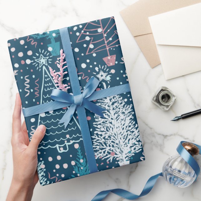 Abstract Christmas Trees Pattern Wrapping Paper (Gifting)