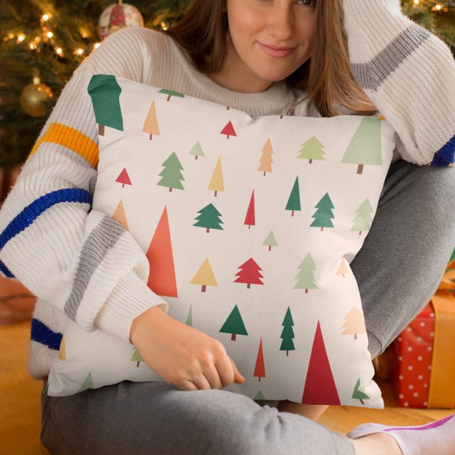 Abstract Christmas trees scandinavian pattern Throw Pillow (Creator Uploaded)