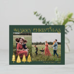 Abstract Christmas Trees Two Photo Gold Foil Holiday Card<br><div class="desc">Abstract Christmas Trees Two Photo Gold Foil Holiday Card</div>