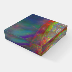 Abstract Chromatic Glass Personalized Paperweight