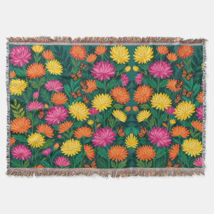 Abstract Chrysanthemums Butterflies Blankets