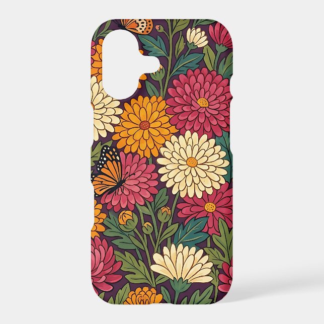 Abstract Chrysanthemums Butterflies iPhone Cases (Back)
