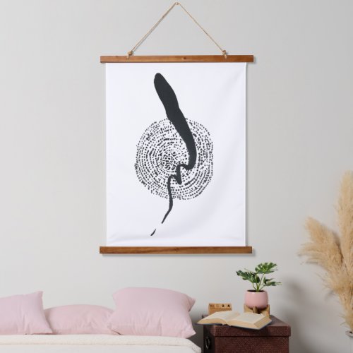 Abstract Circle And Sumi Brushstroke Hanging Tapestry
